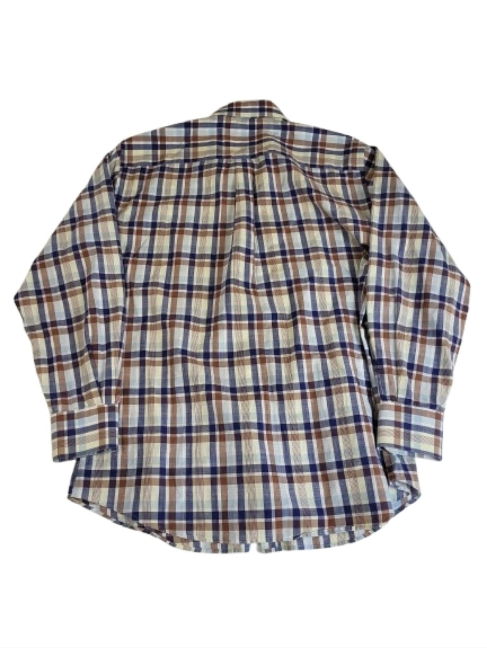 Peter‎ Millar Plaid Long Sleeve Button Down Shirt Blue Brown Cotton Large - Picture 2 of 7